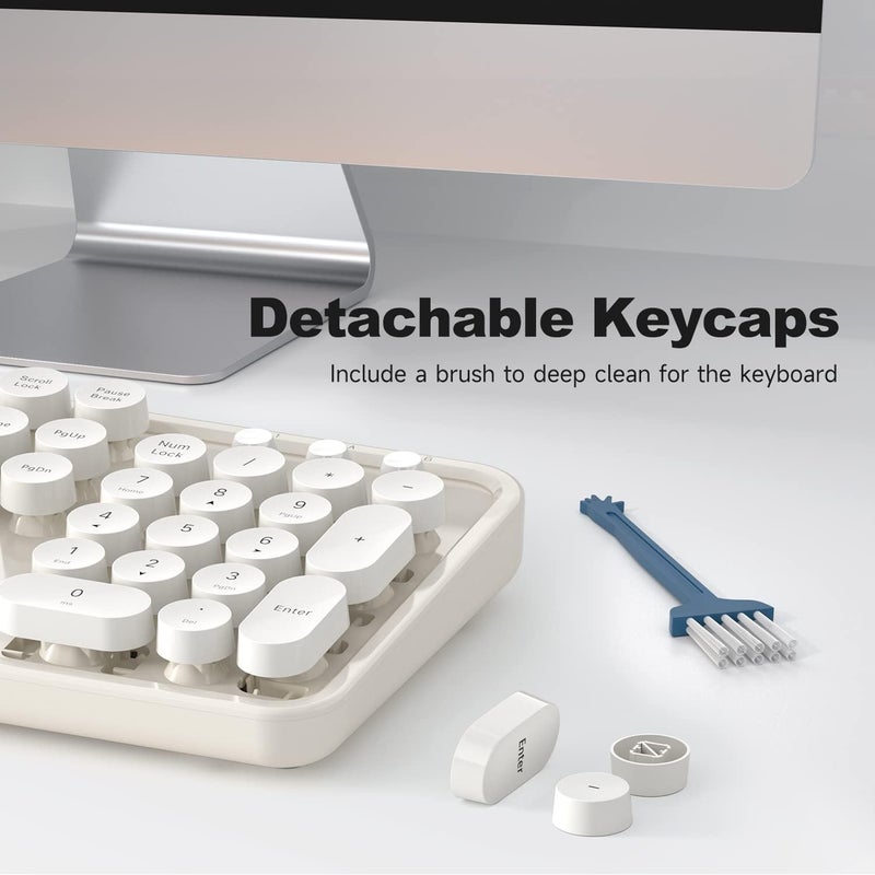 Atelus USB Wired Computer Keyboard - Retro Typewriter Keyboard - Full Size Keyboard with Number Pad for PC Laptop Desktop Windows (Creamy White) - Image 5